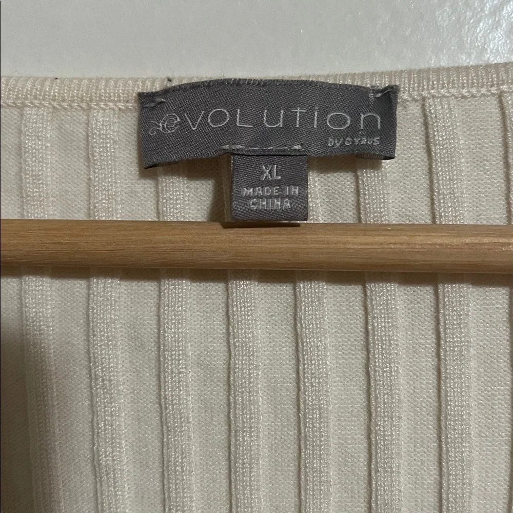 Cream Ribbed Long Sleeve Top - Picture 2 of 3